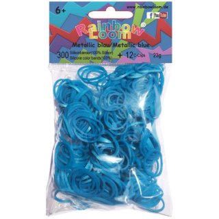 Rainbow Loom® Latex-freie Gummibänder Metallic blau  300TL