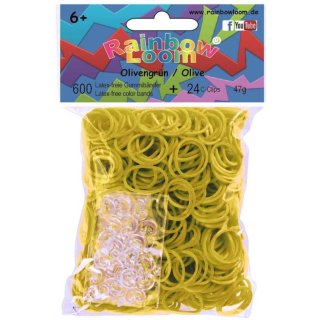 Rainbow Loom® Silikonbänder Olivenengrün / Olive 600TLG