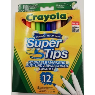 Crayola 075092 KLASSIK -  12 Supertips Einfach auswaschb. Filzstifte