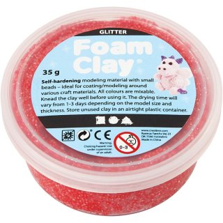 Foam Clay®, Glitter, 35 g, rot