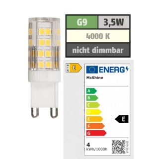 McPower - LED-Stiftsockellampe McShine, G9, 3,5W, 300lm, 4000K, neutralweiß