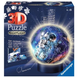 RAVENSBURGER 3D PUZZLE-BALL 72 T. - 11264 ASTRONAUTEN IM WELTALL NACHTLICHT