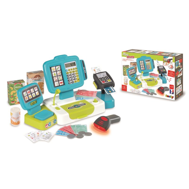 Smoby 7600350110 Elektronische Supermarktkasse XL türkis - Spielwaren | Spielküchen