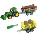 Theo Klein 3906 John Deere Traktor mit Holz und Heuwagen