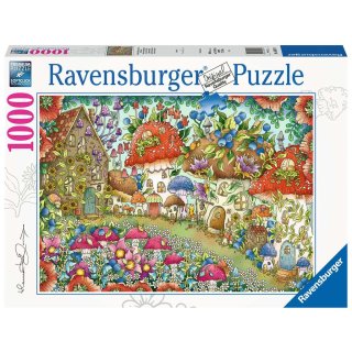 Ravensburger 16997  Puzzle 1000 Teile Niedliche Pilzhäuschen in der Blumenwiese