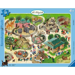 Ravensburger 5565 30-48 Teile Rahmenpuzzle Ali Mitgutsch: Im Zoo
