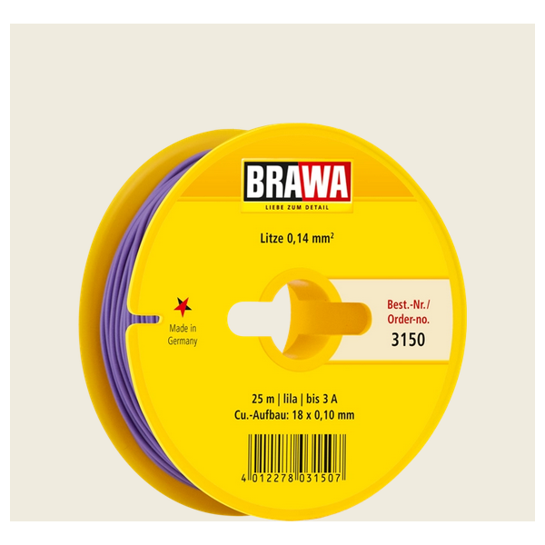 Brawa 3150 Schaltlitze 0,14 mm², 25 m Spule, lila