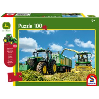 Schmidt Spiele 56044 7310R Traktor mit 8600i Feldhäcksler, 100 Teile, mit SIKU Traktor