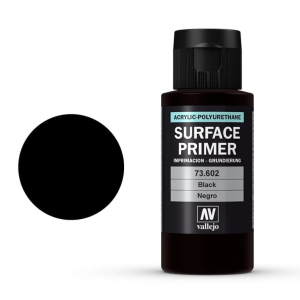 Vallejo 73602 Black Surface Primer with 60 ml content.