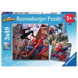 Ravensburger 08025 Spider-Man beschützt die Stadt 3x49 Teile Puzzle