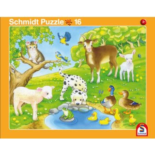 Schmidt Spiele 56789 2erSet RahmenpuzzleTierfreunde 16T/Tierkinder 24T