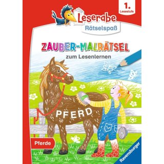 Ravensburger 48889 Leserabe Rätselspaß Zauber-Malrätsel zum Lesenlernen: Pferde (1. Lesestufe)