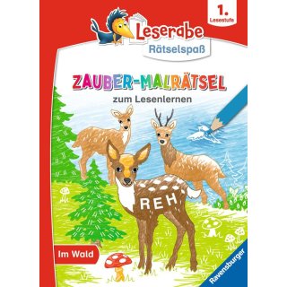 Ravensburger 48890 Leserabe Rätselspaß Zauber-Malrätsel zum Lesenlernen: Im Wald (1. Lesestufe)