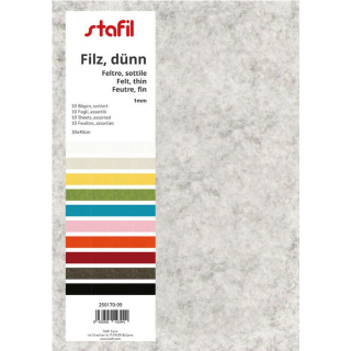 stafil 250170-99 Filz 1mm 30x40cm 10St/Blt sortierte Farben