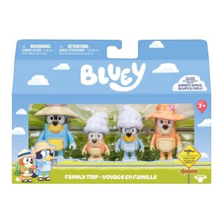 Moose Toys 300177 BLUEY Figuren 4-Pack - Familie Heeler auf Reisen