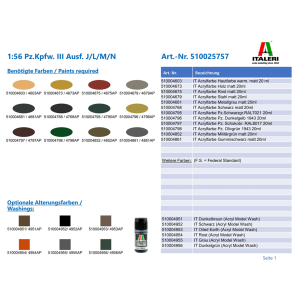 ITALERI 510025757 1:56 Pz.Kpfw. III Ausf. J/L/M