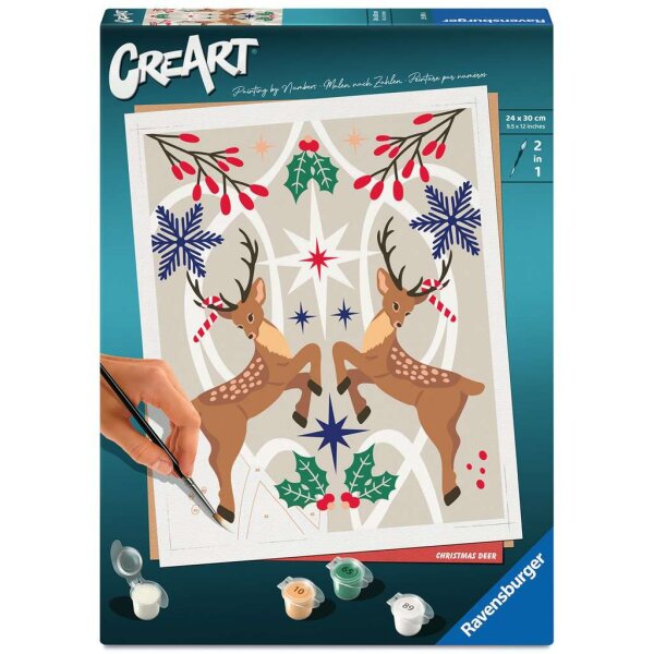 Ravensburger 25895 CreArt Malen nach Zahlen - Weihnachtlicher Hirsch