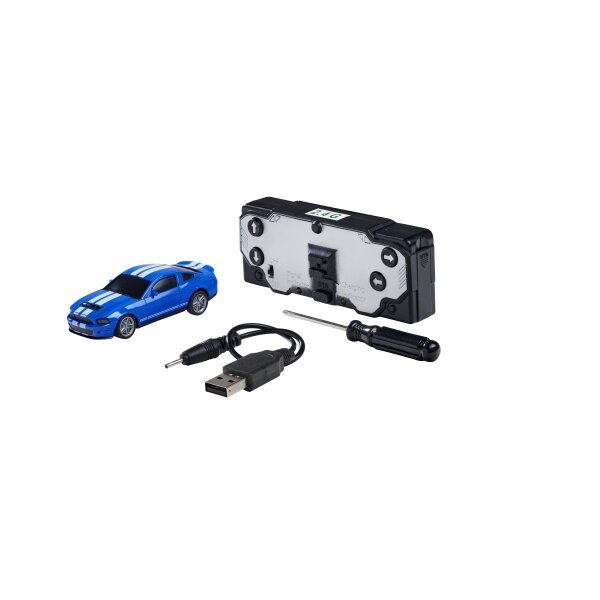 CARSON 500404334 1:60 Nano Racer Fo.Must.ShelbyGT500 blau - Carson RC Sport