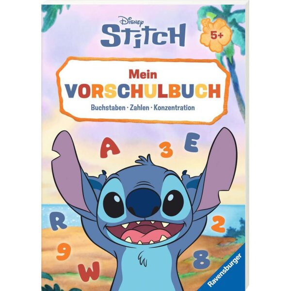 Ravensburger 49863 Disney Stitch Mein Vorschulbuch mit Lernaufgaben und Stitch auf dem Buchcover