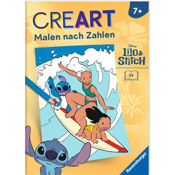 Ravensburger 49864 CreArt Malen nach Zahlen Disney Lilo & Stitch mit buntem Disney-Motiv auf dem Buchcover