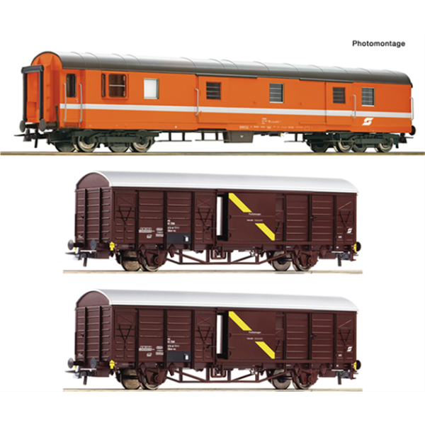 ROCO 6600294 3-tlg. Set: Postwagen "Postschnellzug" - ÖBB