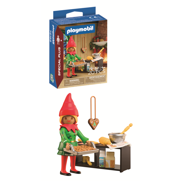 PLAYMOBIL 72152 Special Plus Christmas Elf with Cookies, baking stand, baking tray, serving tray, mixing bowl and rolling pin